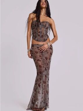 Jaded London Cibele Chiffon Maxi Skirt Size 4